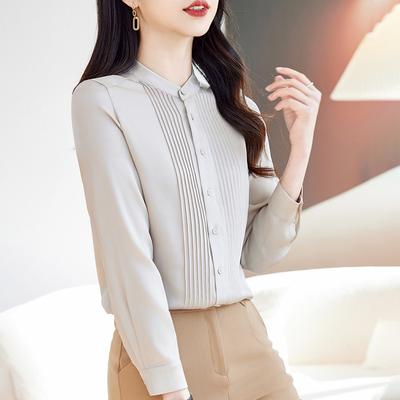 Женская шелковая рубашка с длинными рукавами, весна и осень, новый тренд, брендовый топ из шелка-тусса, дизайнерская рубашка