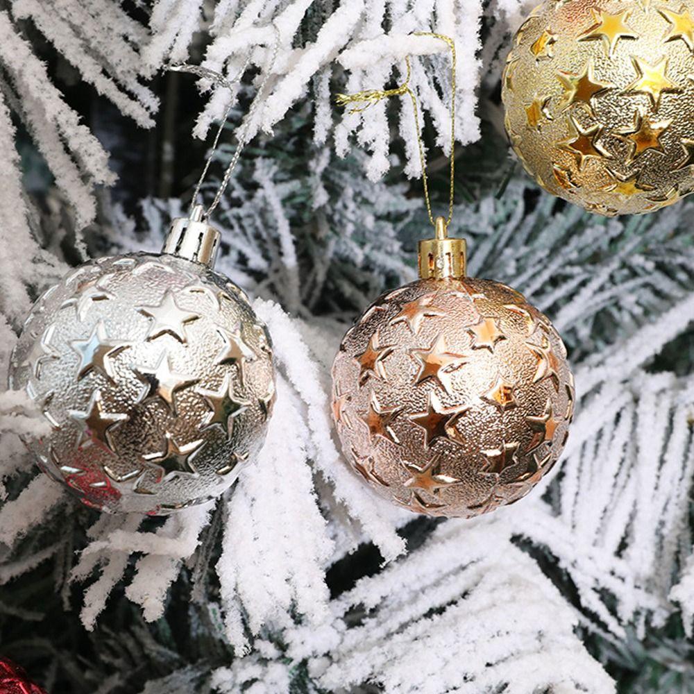 6pcs Colorful Star Christmas Balls Set Shatterproof Xmas Tree Pendants  Merry Christmas Decoration