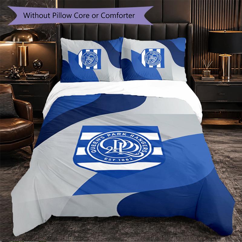 Queens Park Rangers Football 3 Piece Bedding Set Soft Duvet Cover Set with Pillowcases Printed Bedroom Decor Set for Home