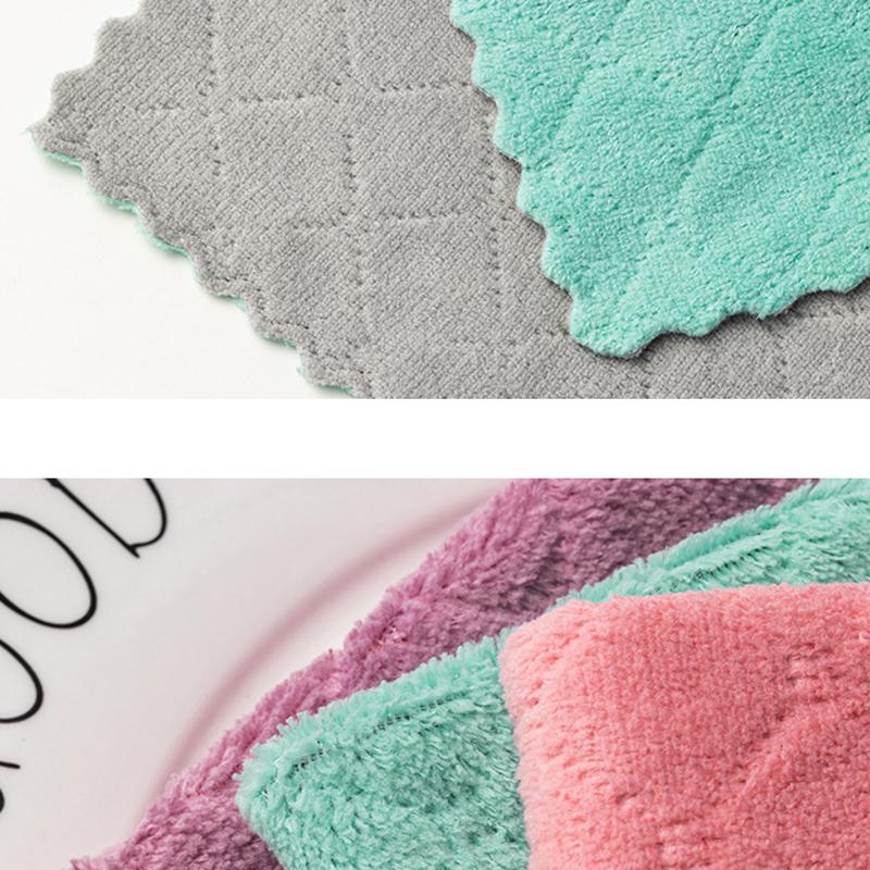 Absorbent Kitchen Towels Soft Microfiber Cleaning Cloths Non-stick Oil Dish Cloth Rags For Kitchen Household Dish Towel