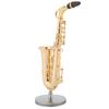 Brass Miniature Alto Saxophone Replica with Stand and Case Gold Plated Musical Instrument Model Ornaments Desk Decoration