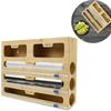 Диспенсер для бамбуковой пищевой пленки 5 в 1 с резаком, универсальный диспенсер для фольги большой вместимости для кухни, ресторана, пекарни