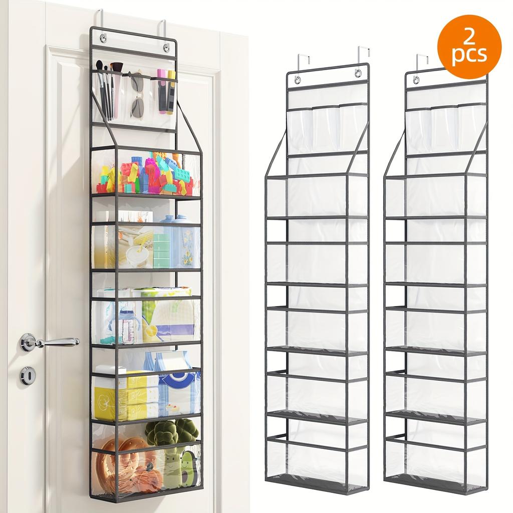 Подвесной органайзер для кладовой, подходит для хранения и демонстрации ювелирных изделий, 5-полочный органайзер с прозрачными пластиковыми карманами за дверью