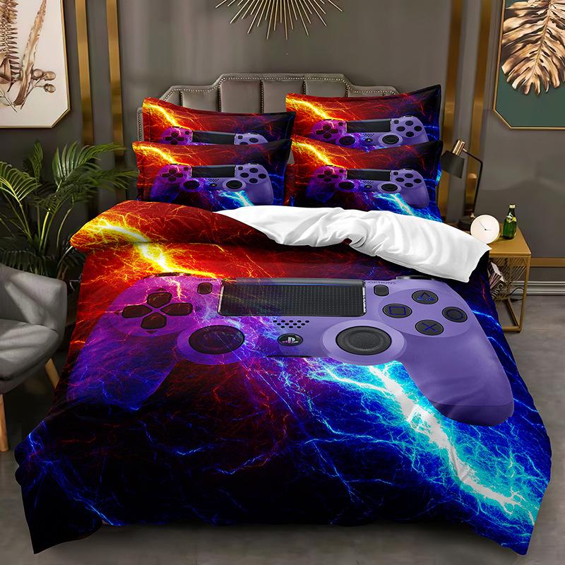 Легкий 3D игровой комплект постельного белья с игровой ручкой, пододеяльник DE135 * 200, полноразмерный чехол для кровати, одинарный/двойной с молнией, мягкий пододеяльник