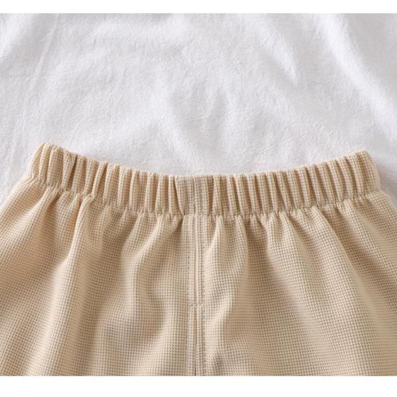 Детский костюм с короткими рукавами, летняя вафельная повседневная дышащая летняя одежда для мальчиков и девочек