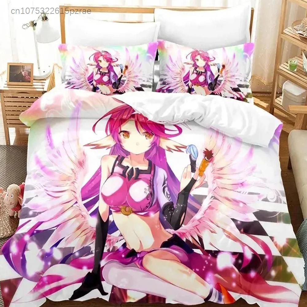 No Game No Life Постельное белье Мультяшное Аниме Взрослая Спальня Мальчиков Комплекты Пододеяльников 3D Кавайная Девочка