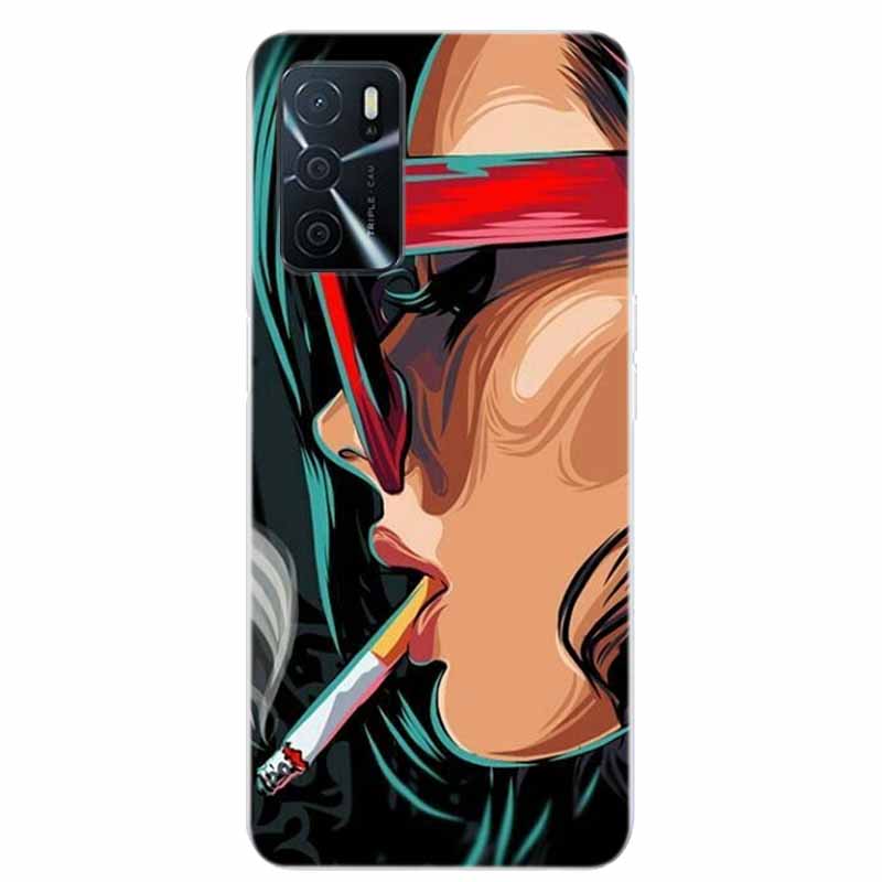 Чехол для телефона OPPO A54s Чехол Лев Прозрачный край ТПУ Силикон Мягкий чехол для телефона OPPO A16 A54s Задняя крышка Чехол A 16 A 54 s 54s