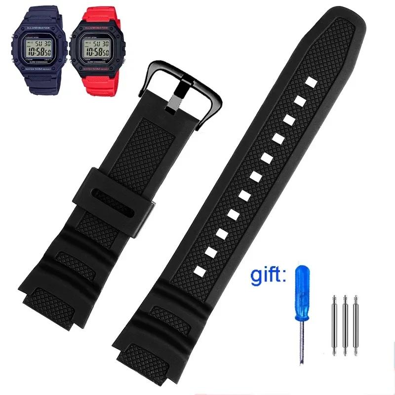 Аксессуары для ремешка часов подходят для Casio Watch W-218h / F-108 AE1200 / 1000 / 1300, смоляные силиконовые ремешки для часов 18 мм