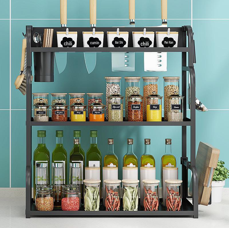 Multi-function Kitchen Countertop Rack for Seasoning, Utensils, and Knives