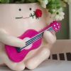 Guitar Smiling Face Planter Pot Resin Ukulele Head Flowerpot Indoor Outdoor Cactus Succulent Plants Container Home Balcony Garden Decoration
