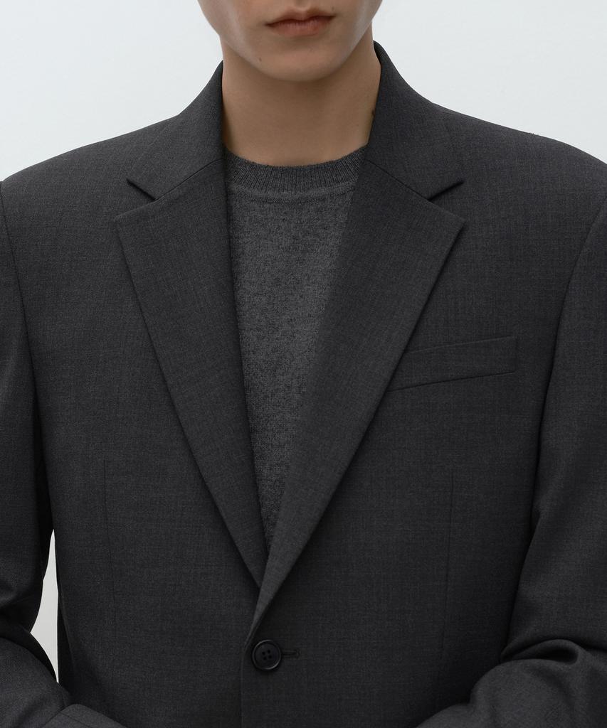MUSINSA STANDARD [Plus] Relaxed Basic Wool Blazer [Charcoal Grey]