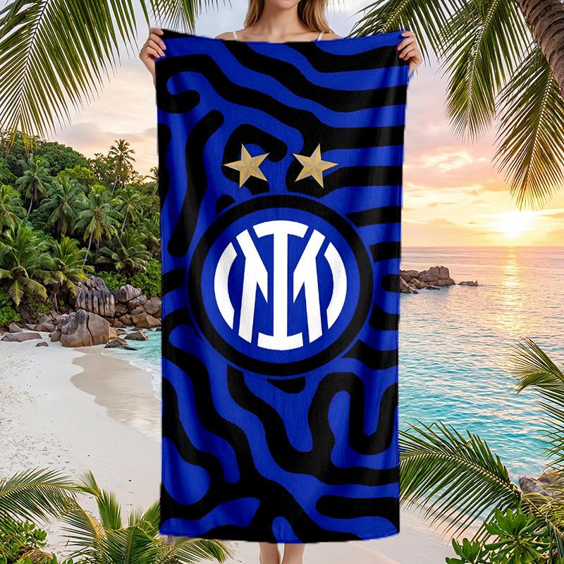 Пляжное полотенце Inter Milan Мягкое из микрофибры Летнее полотенце Быстросохнущее Впитывающее полотенце для пляжа Бассейна Путешествий