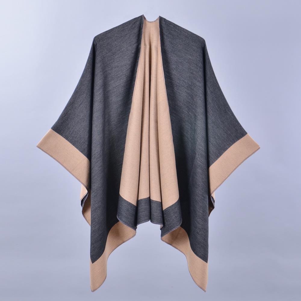 Women's Versatile Solid Color Spring Scarf Shawl - Imitation Cashmere Poncho for All Seasons