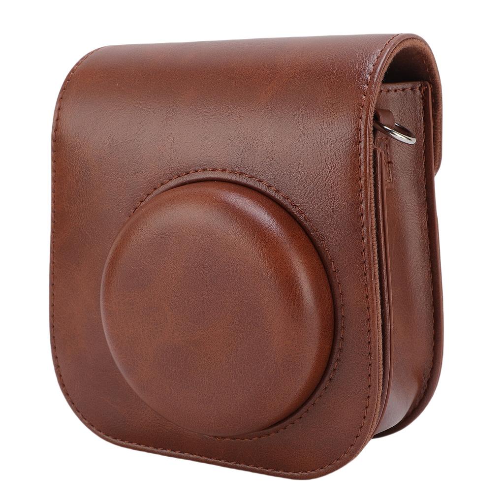 Protective Case Fit for Fujifilm Mini12 Mini11 Camera PU Leather Instant Camera Storage Bag with Shoulder Strap Brown