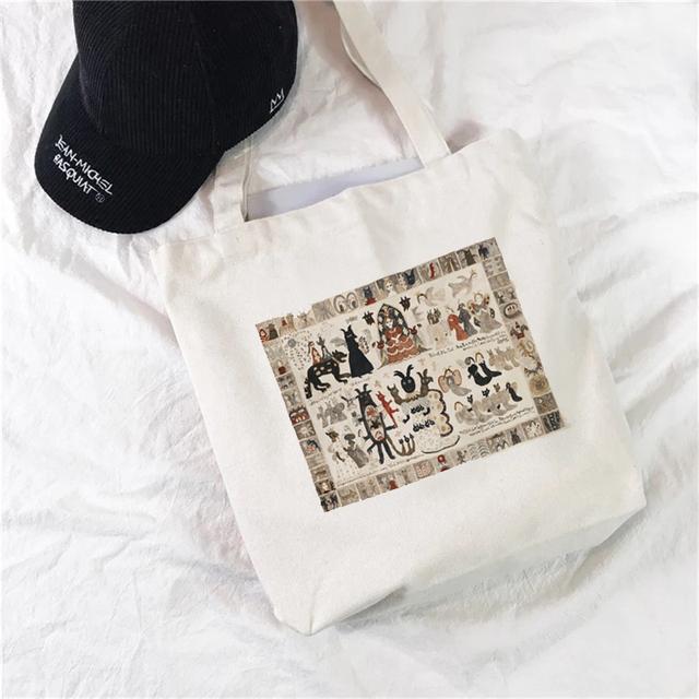 Новая модная тенденция, милая девчачья холщовая сумка на плечо, сумка для покупок, экологически чистая многоразовая женская большая сумка Kawaii, эстетичная белая большая сумка.
