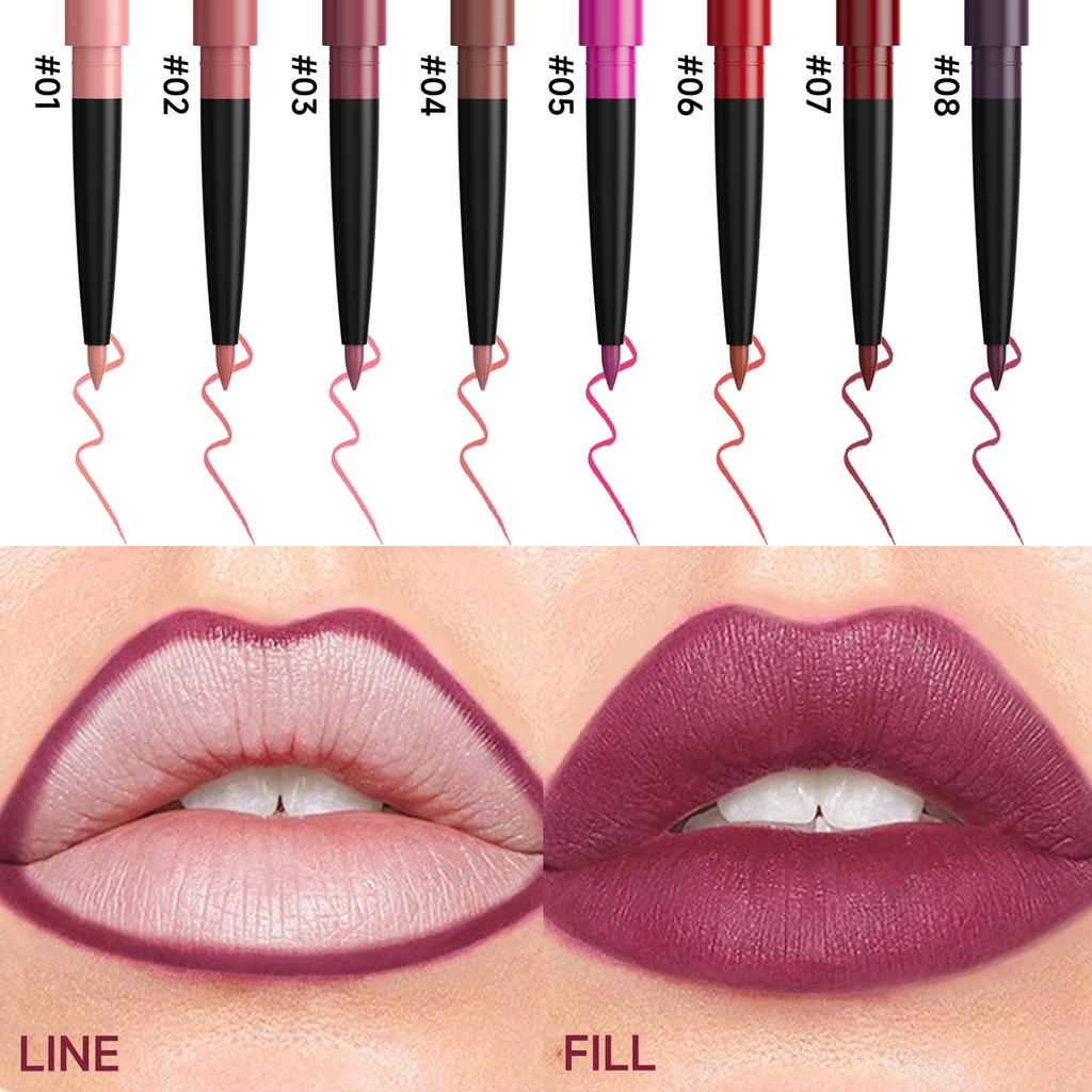 Набор из 8 карандашей для губ, стойкий, водостойкий, потостойкий, легко наносится, не выцветает, набор блесков для губ, косметика для красоты