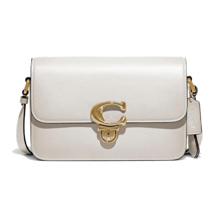 Coach Studio 25 C Flap Closure Glove Tanned Leather Shoulder Crossbody Bag Medium Women bags White C6641-B4HA
