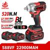 520N.M бесщеточный электрический гайковерт, аккумуляторный гайковерт, отвертка, гнездо 1/2 дюйма, электроинструмент для ремонта автомобиля, аккумулятор Makita 18 В