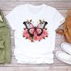 (Asian Size)  Print Lady T Shirt Fashion Love Sweet Flower Cute Women Clothing Casual Top Short Sleeve Tee Female Graphic T-shirts
