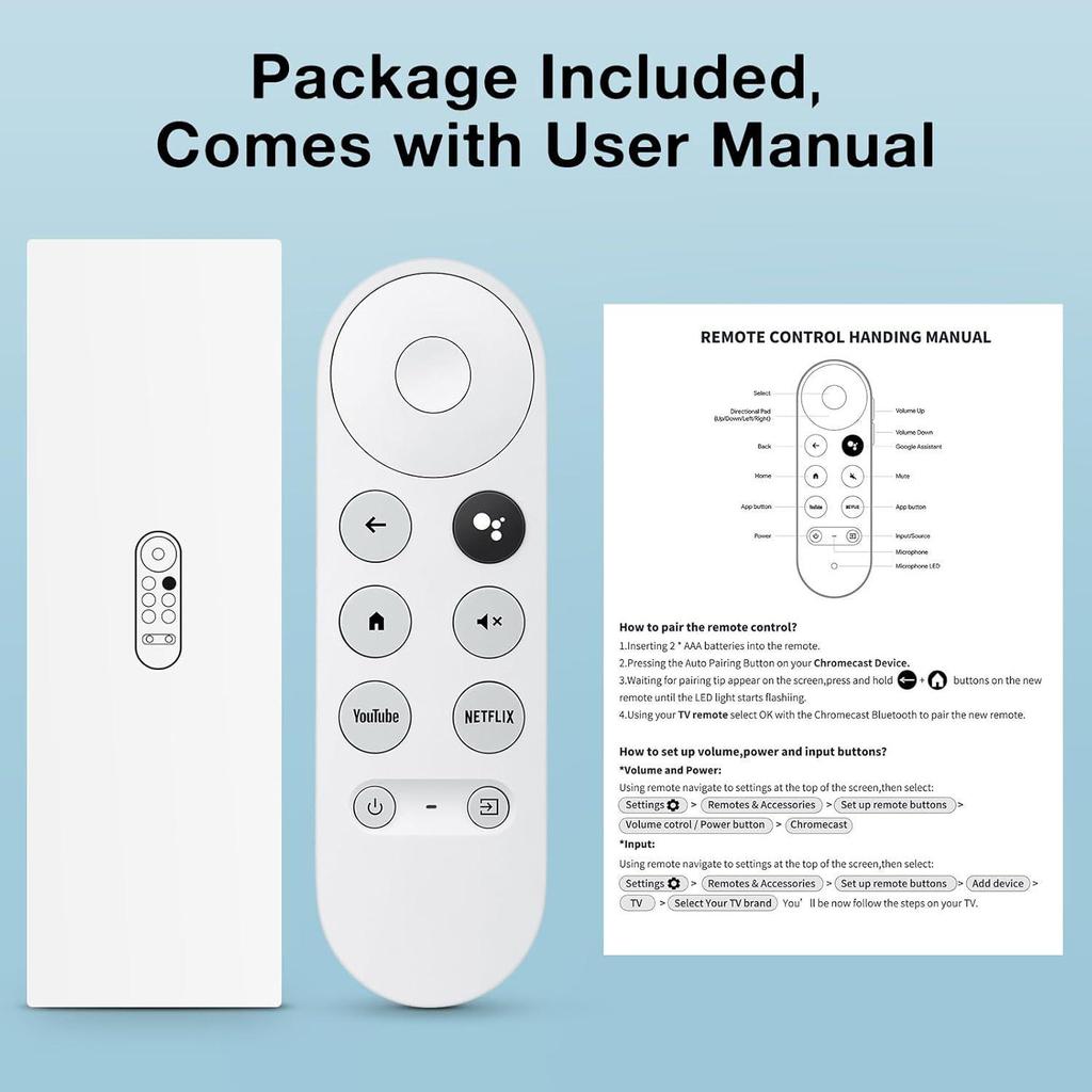 Bluetooth Voice Remote for G9N9N Google TV with Chromecast