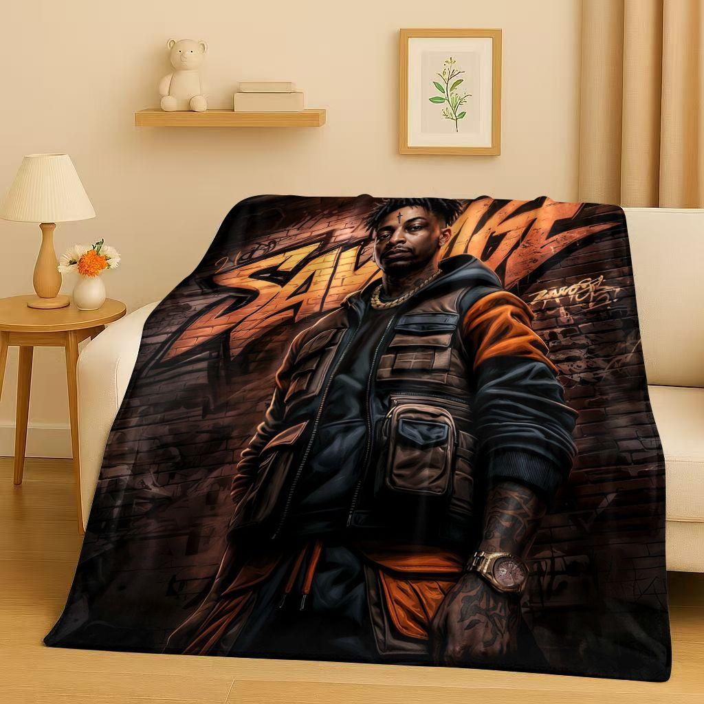 2026 New Top Hip Hop Rapper Star Cartoon Art Flannel Blanket,Ultra Soft Warm Plush Throw for Home Bedroom Bed Sofa Cover Office