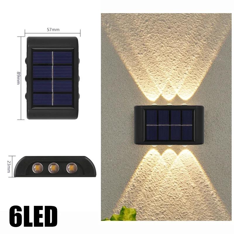 10/8/6/4LED Solar Wall Lamp Outdoor Waterproof Up and Down Luminous Lighting for Garden Fence Decoration Sunlight Light