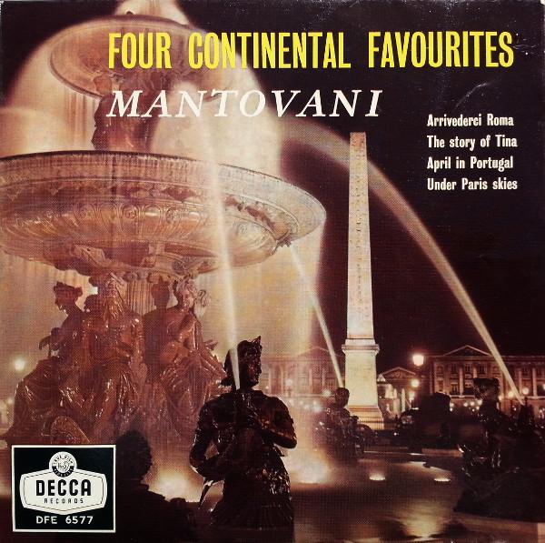 7-дюймовая пластинка MANTOVANI HIS ORCHESTRA Four Continental Favourites DFE6577 Decca 1959 UK Джаз Б/у