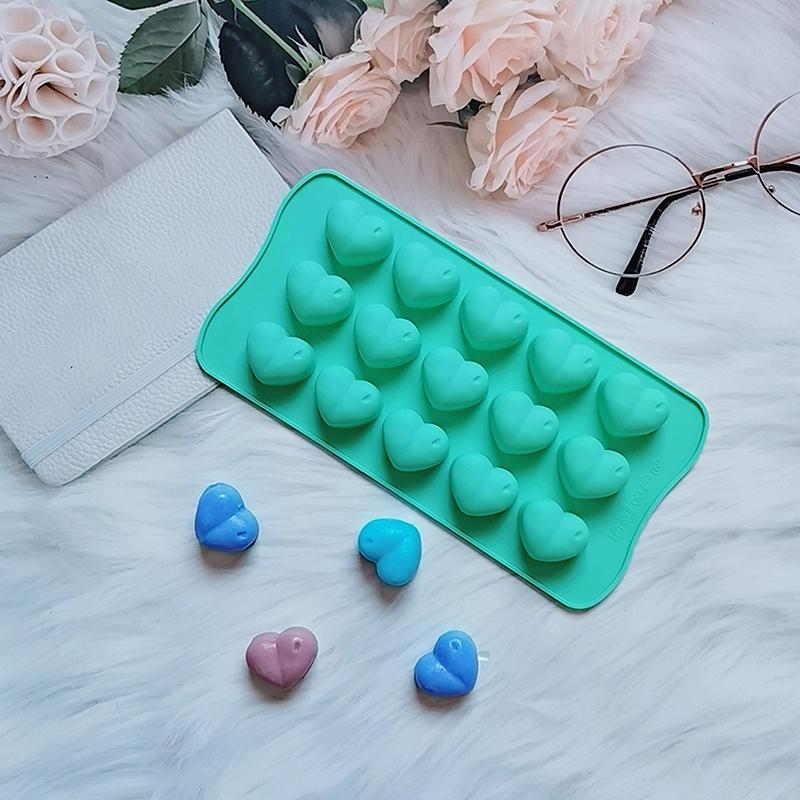 1Pc 15 Hole Three-Dimensional Heart-Shaped Silicone Mold Diy Chocolate Ice Grid Mousse Mold Soft Candy Baking Mold