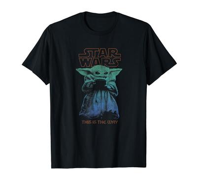 STAR WARS Мандалорец Малыш Йода Держит Чашку Выцветшая Футболка