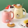 Fresh Cartoon Cat Mug Household Cute Ceramic Cup With Lid Spoon Office Couple Water Cup Reusable Coffee Cup Beverage Cup Ya464