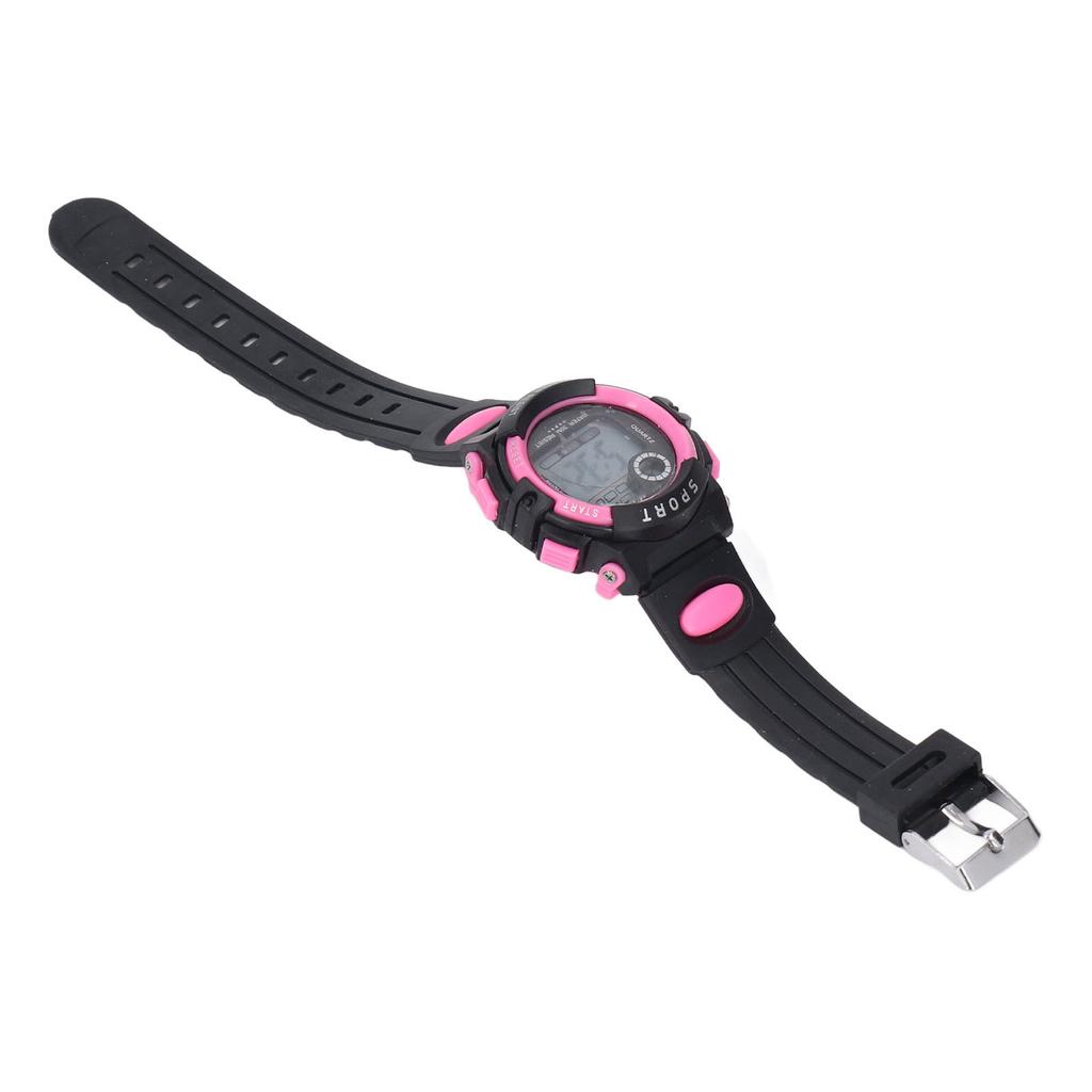 Pink Small Kids Digital Sports Watch 30m Waterproof LED Wristwatch with Stopwatch and Alarm Clock