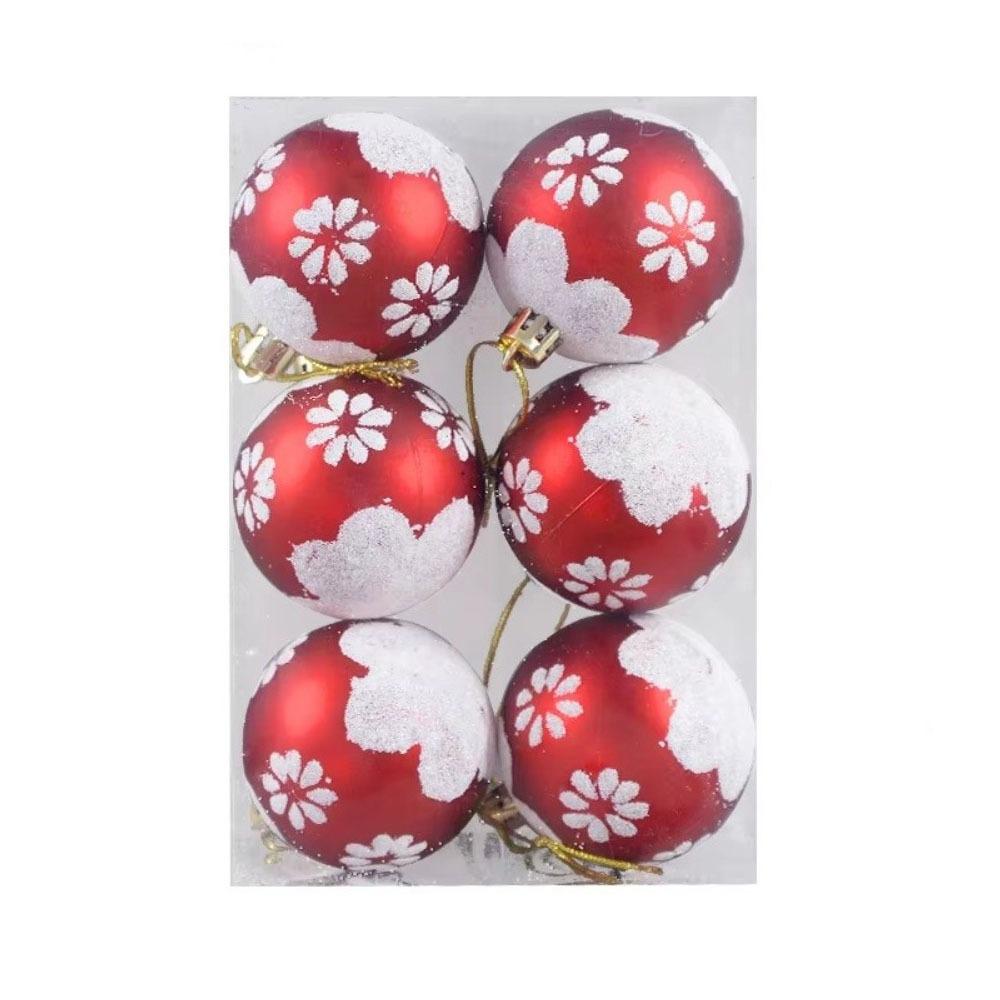 6Pcs/Set Plastic Glitter Christmas Ball Set 6cm Xmas Hanging Ball Holiday Decor