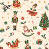 Easy to Stick Christmas Wall Mural Nutcracker Self-Adhesive Stickers, Thick PVC Wallpaper with Ballerina, Xmas Tree & Decorative Art Reindeer,