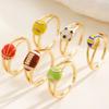 Colourful Adjustable Finger Ring Copper Sports Balls Shaped Open Rings Football Ear Clips  Holiday