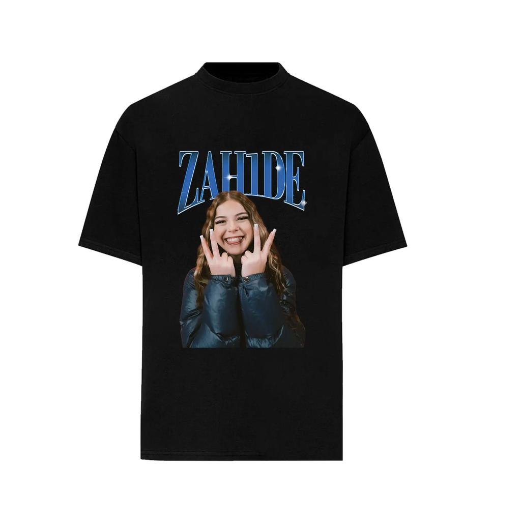 Trendy German Singer Zahide Print T-shirt Short Sleeves Cotton Oversized Merch Tee Tik Tok Ins Star Men Women Unisex Black Tees