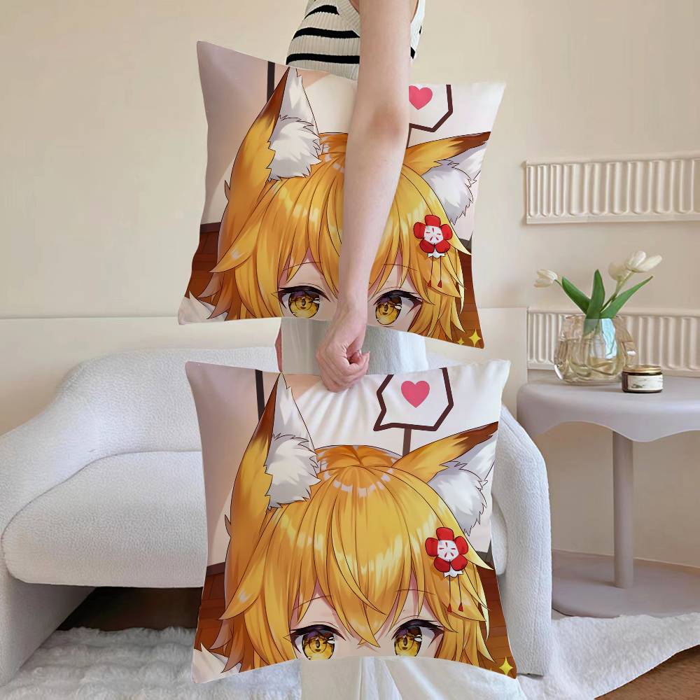 The Helpful Fox Senko San Cartoon Pillow Case Anti-Dustmite Pillowcase Invisible Zipper Silky Sofa Cushion Cover