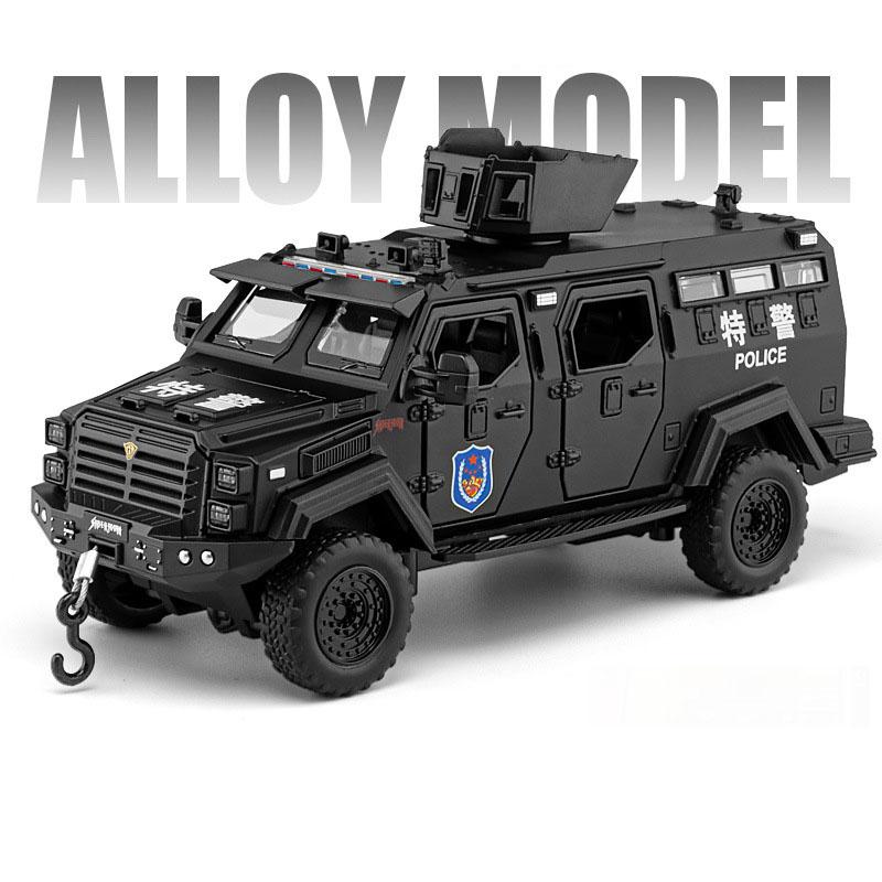 1:32 Sabertooth Alloy Diecast Police Car Model Toys Doors Opened with Sound Light Pull Back Miniature Vehices Boy Birthday Gifts