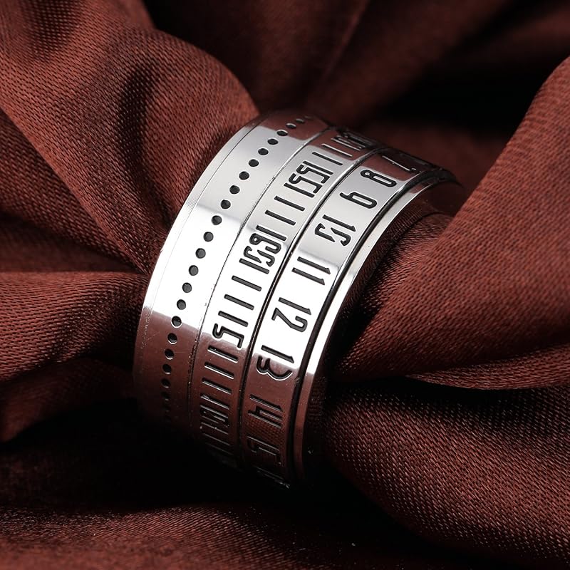 brand ring mens ring titanium rotating ring simple can turn numbers stainless ring Fashionable health accessories stress relief Width 14mm (titanium,
