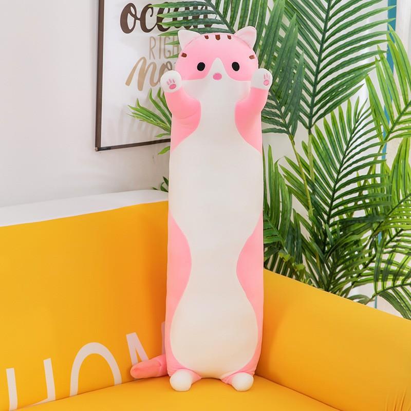 Милая плюшевая игрушка кошка Длинная Розовая Коричневая Серая Спящие кошки Подушка для ног Сквиши Маленькая кукла животное Успокаивающая плюшевая игрушка Подарок