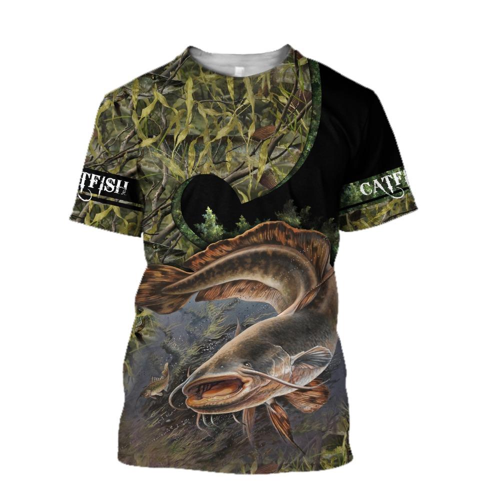 Men's Summer T-shirt Brook Trout Fishing 3D Printed Harajuku Casual Short Sleeve T-shirt Unisex Neutral Outdoor Quick Drying Top