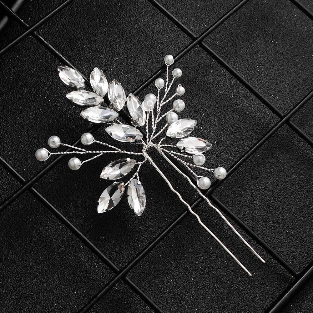 Сделанный вручную свадебный гребень для волос с цветком из жемчуга и страз и листьями