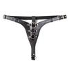 Sexy Adult Underwear with Three Adjustable Leather PU Chastity Pants for Couples To Flirt with