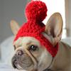 Cozy Pet Hat with Soft Ball Knitted Thickened Warm Solid Color Fixing String Comfortable To Wear Outdoor Pet Hat Winter Accessories