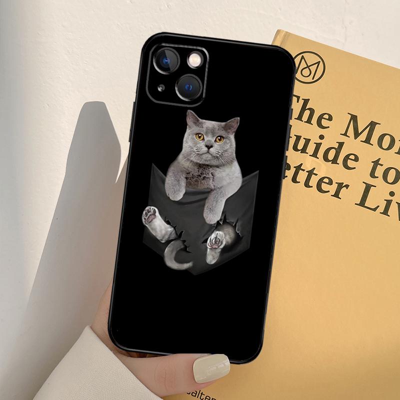 Чехол для телефона Британская короткошерстная кошка Для iPhone 17 16 15 14 11 12 13 Pro Max mini XR 16e 15 16 Plus 17 Air Полное покрытие
