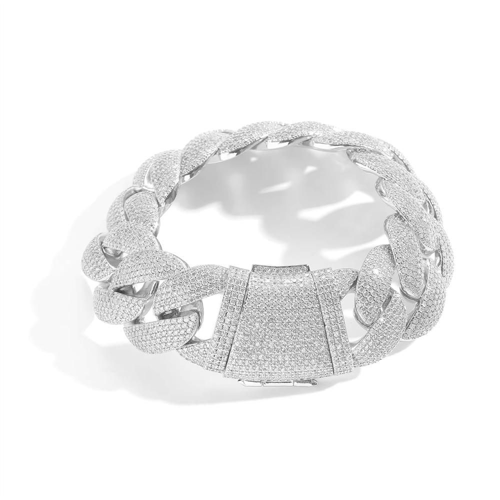 Hot Selling Luxury Fashion Hip Hop Jewelry 14K Gold Plated 22mm Wide Bling CZ Iced Out Bubble Cuban Link Bracelet for Men