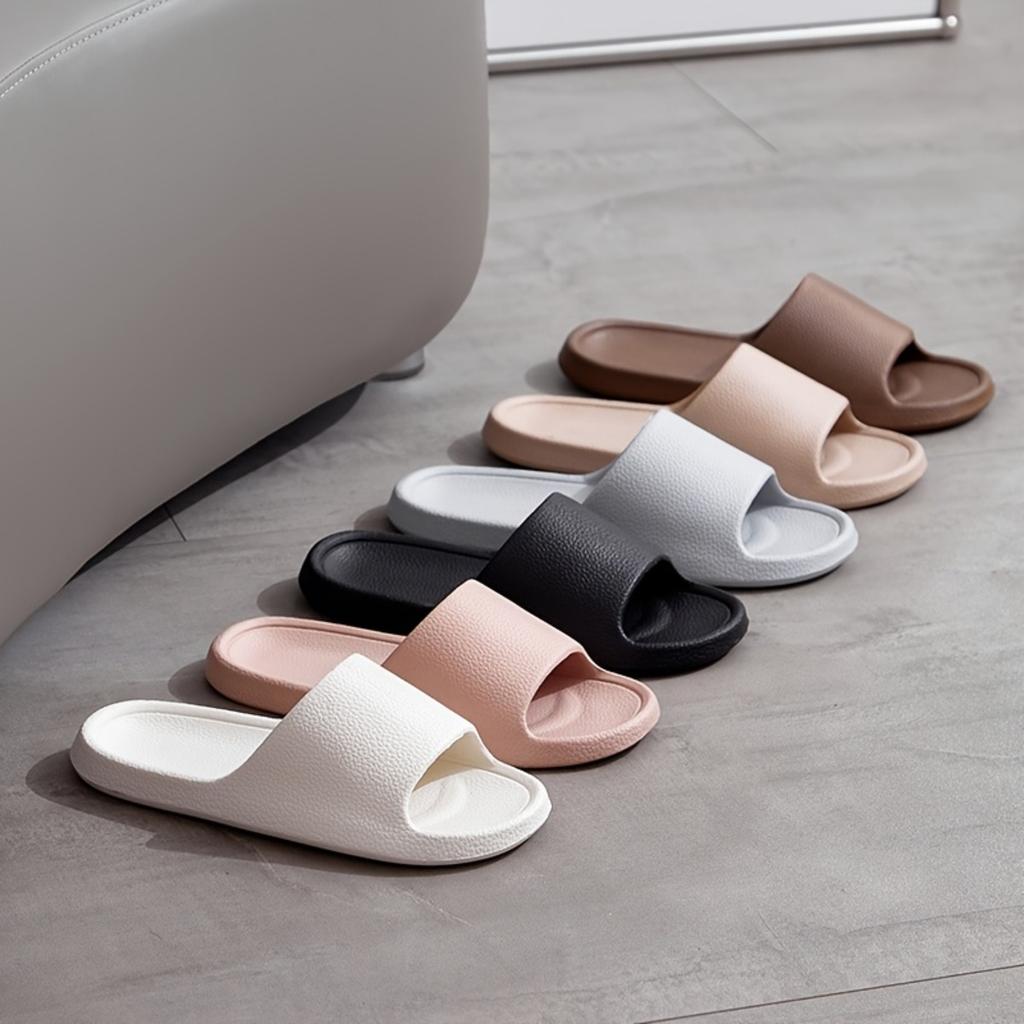 Женские нескользящие тапочки из ЭВА с толстой подошвой, мужской повседневный комплект тапочек, пляжные тапочки для ванной, однотонные домашние и уличные тапочки