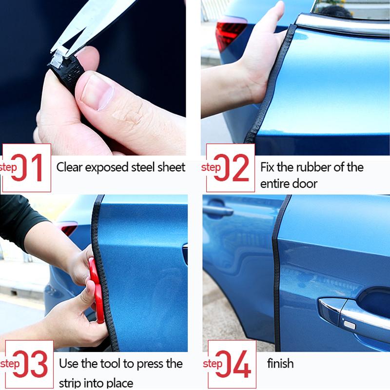 2/3/5M Car Door Anti Collision Strip with Steel Disc Bumper Trim Edge Scratch Protector Strip Sealing Guard Styling Car Decor Interior Mirrors 6