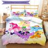 3pcs My Little Pony4 Design Cover Set - HD Printed Bedding with 1 Cover and 2 Pillowcases - Perfect for Home and Dorm Decor