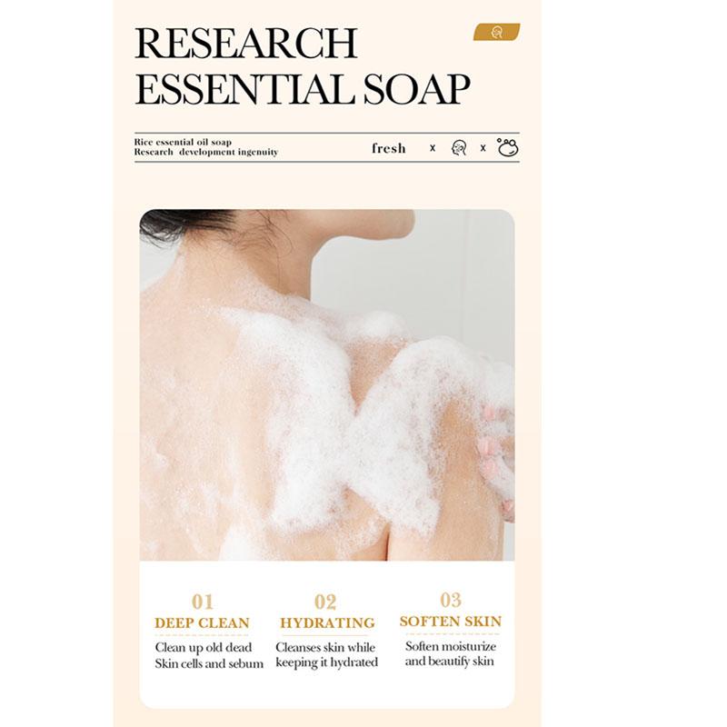 Натуральное мыло с экстрактом риса для лица и тела, ручной работы, увлажняющее очищающее средство с эфирными маслами, контроль жирности 100 г