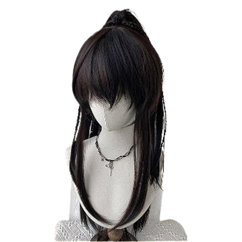 High Ponytail Men's Hanfu Cosplay Wig Chinese Style Long Straight Hair Antient Hanfu Wig Novice